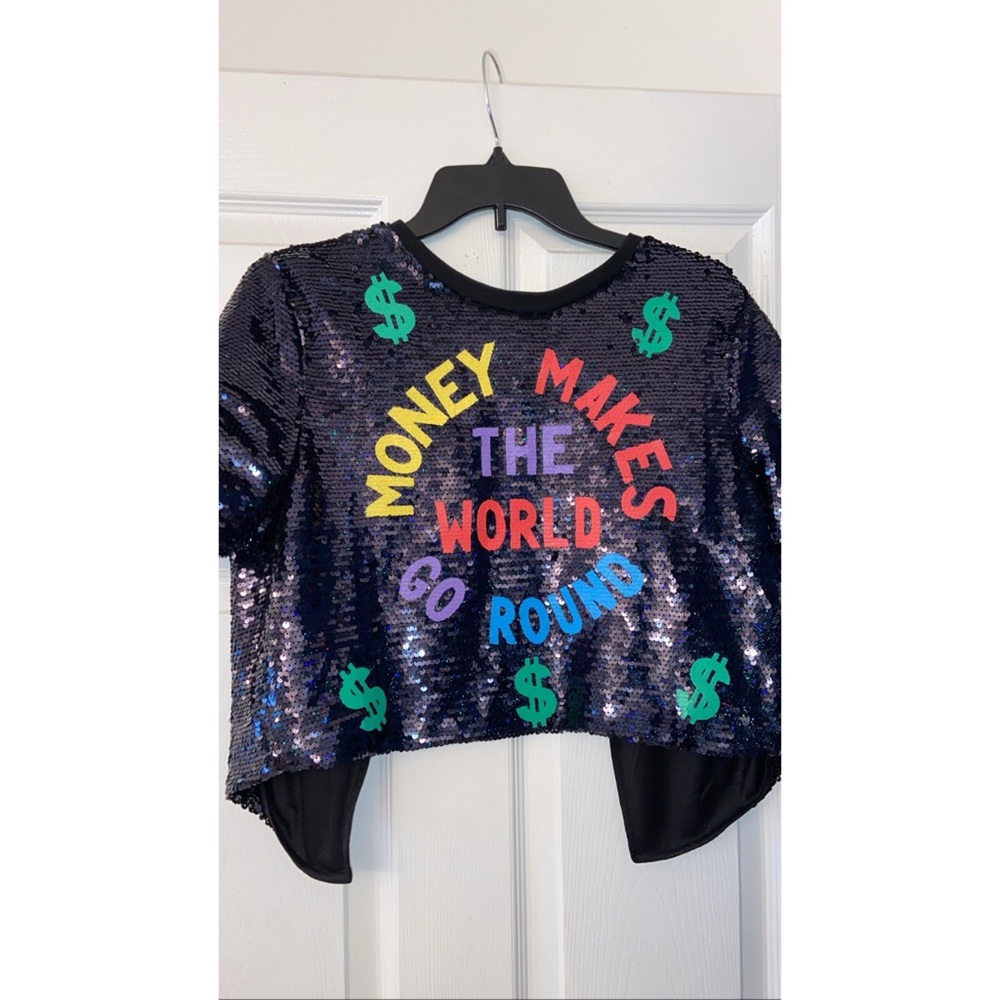 Sequin shirt money makes the world go round size medium but fits small as well